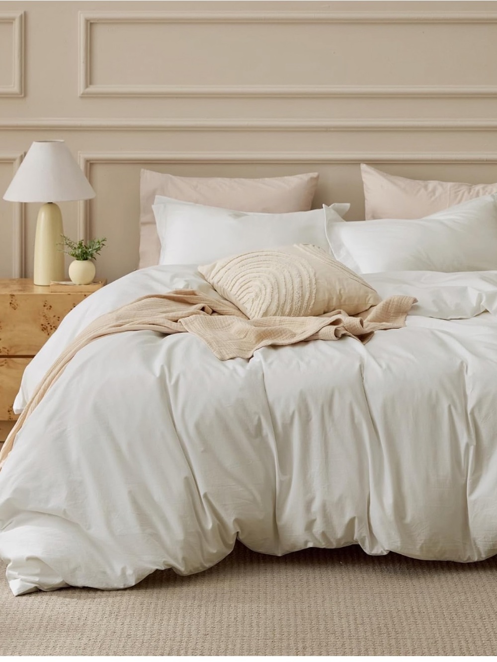 Luxury Cotton Duvet Cover Set King Size - Ivory